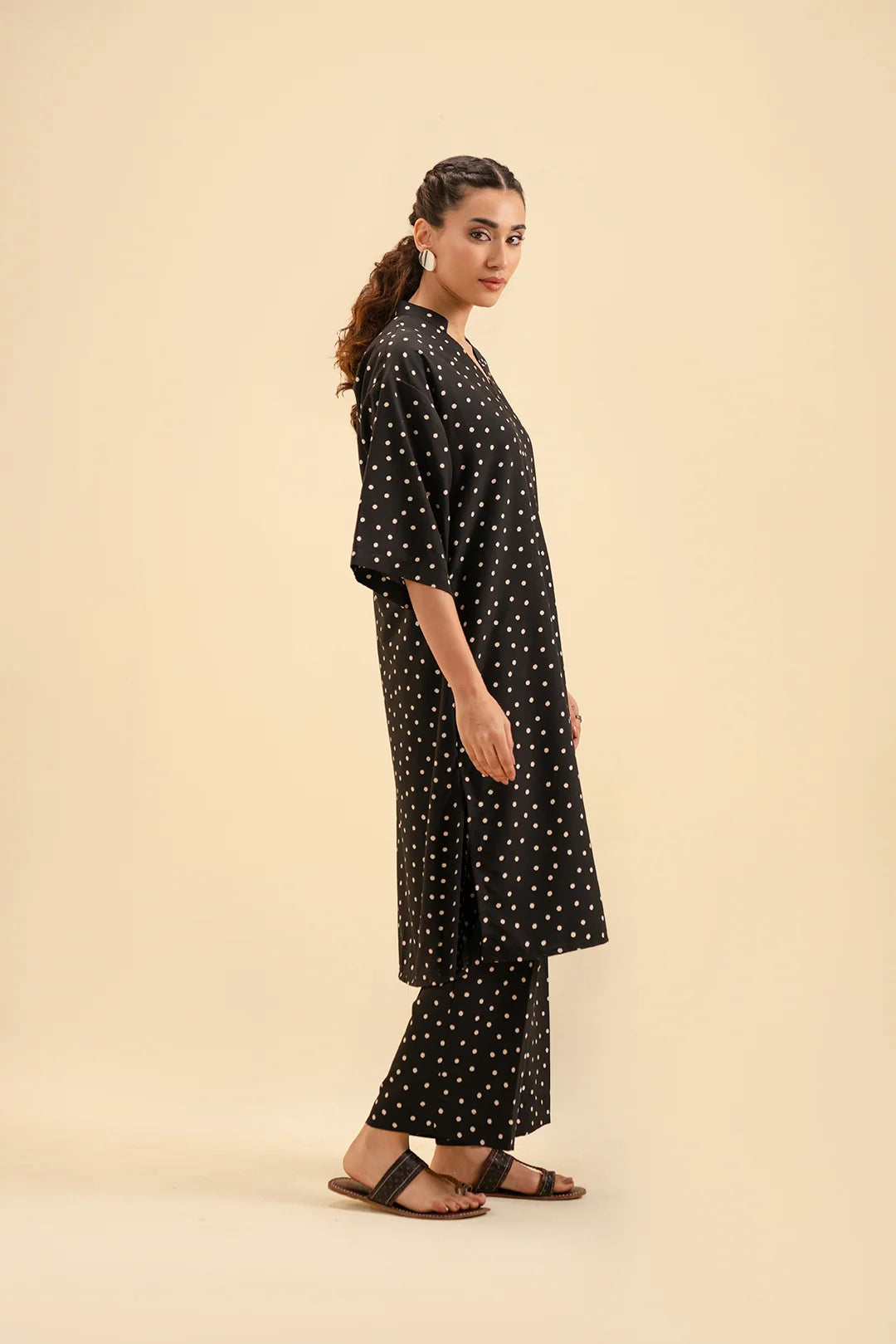 Women’s Polka Dot Kurta with Matching Pants – Casual & Chic Co-Ord Set