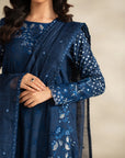Women’s blue festive pret outfit with embroidered hem