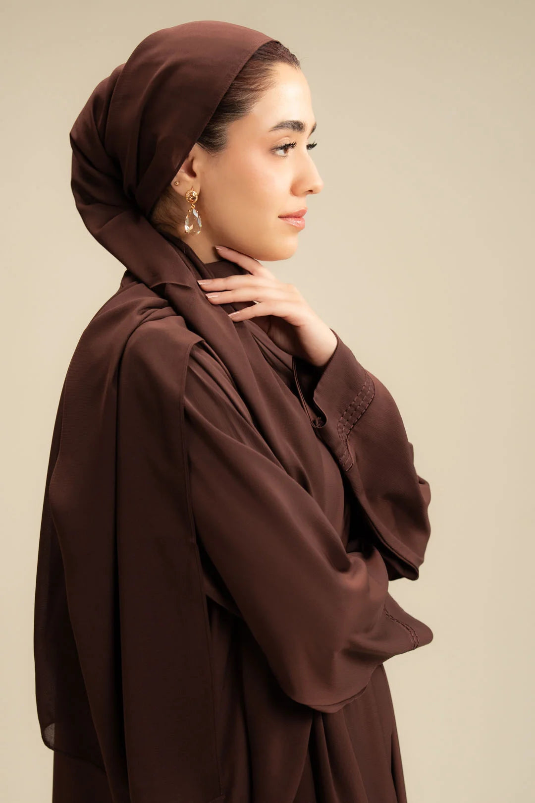 brown embroidered abaya