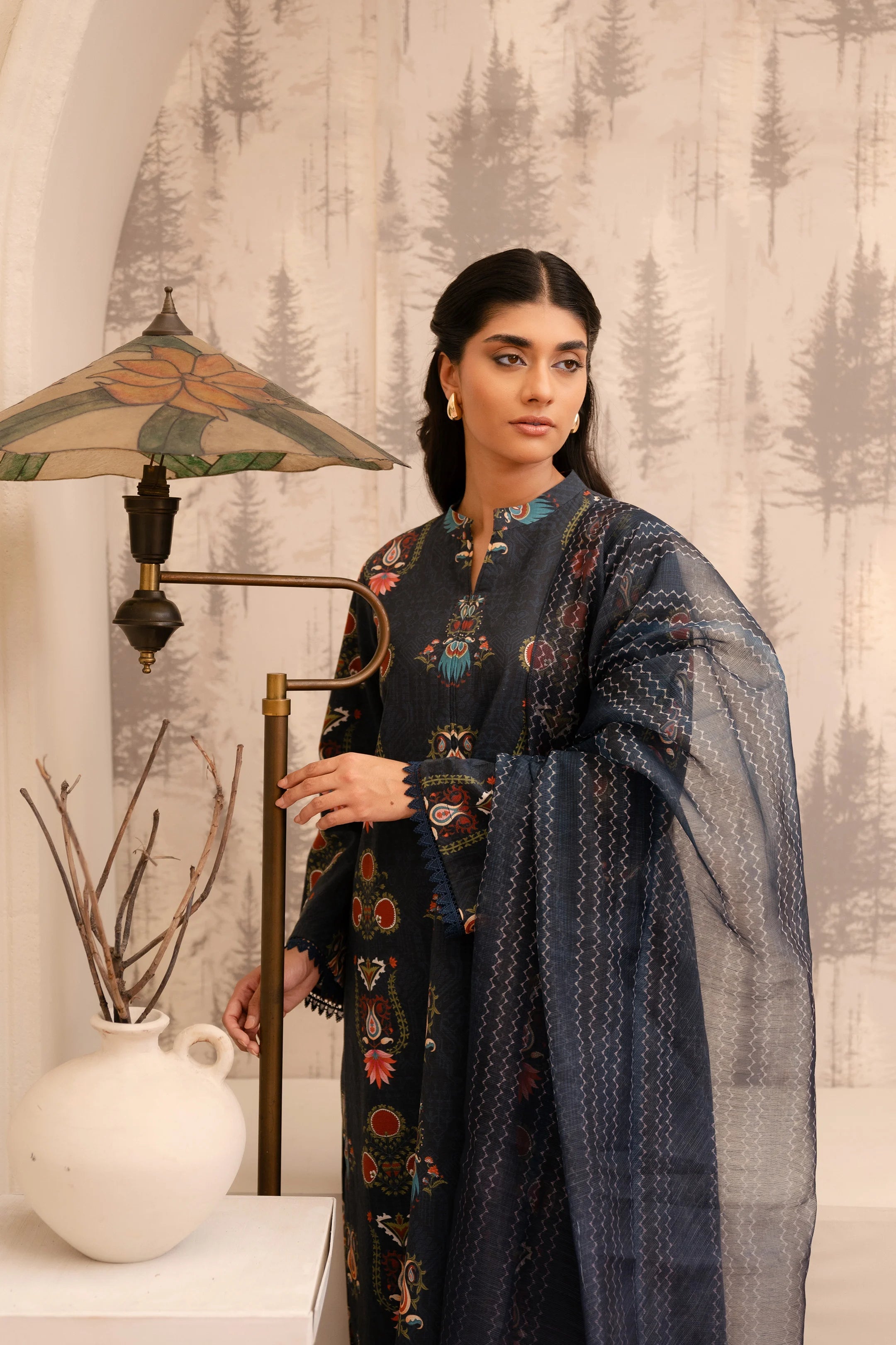 3 Piece Printed Khaddar Suit Pret Winter-24