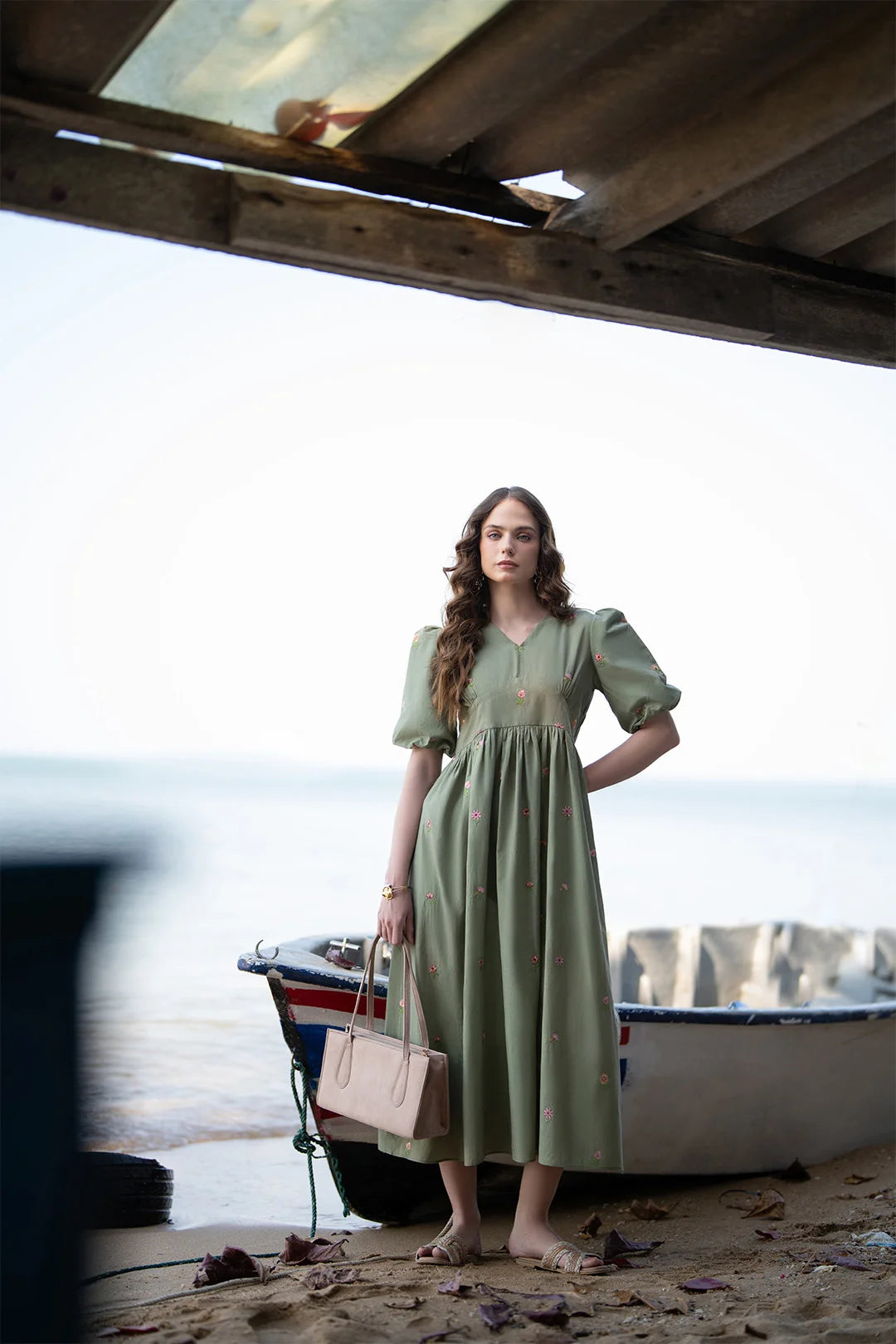 green midi dress Pakistan
