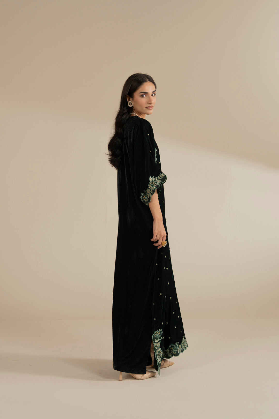 green velvet kaftan