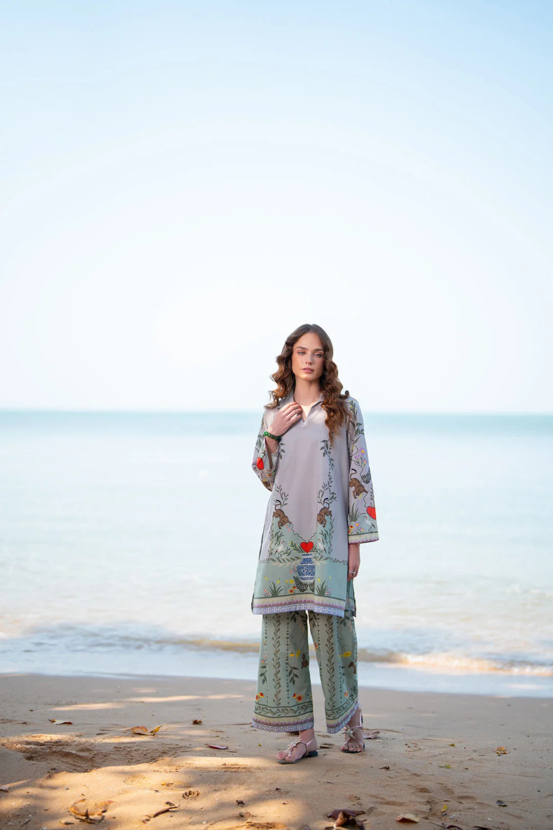 grey printed lawn co-ord set