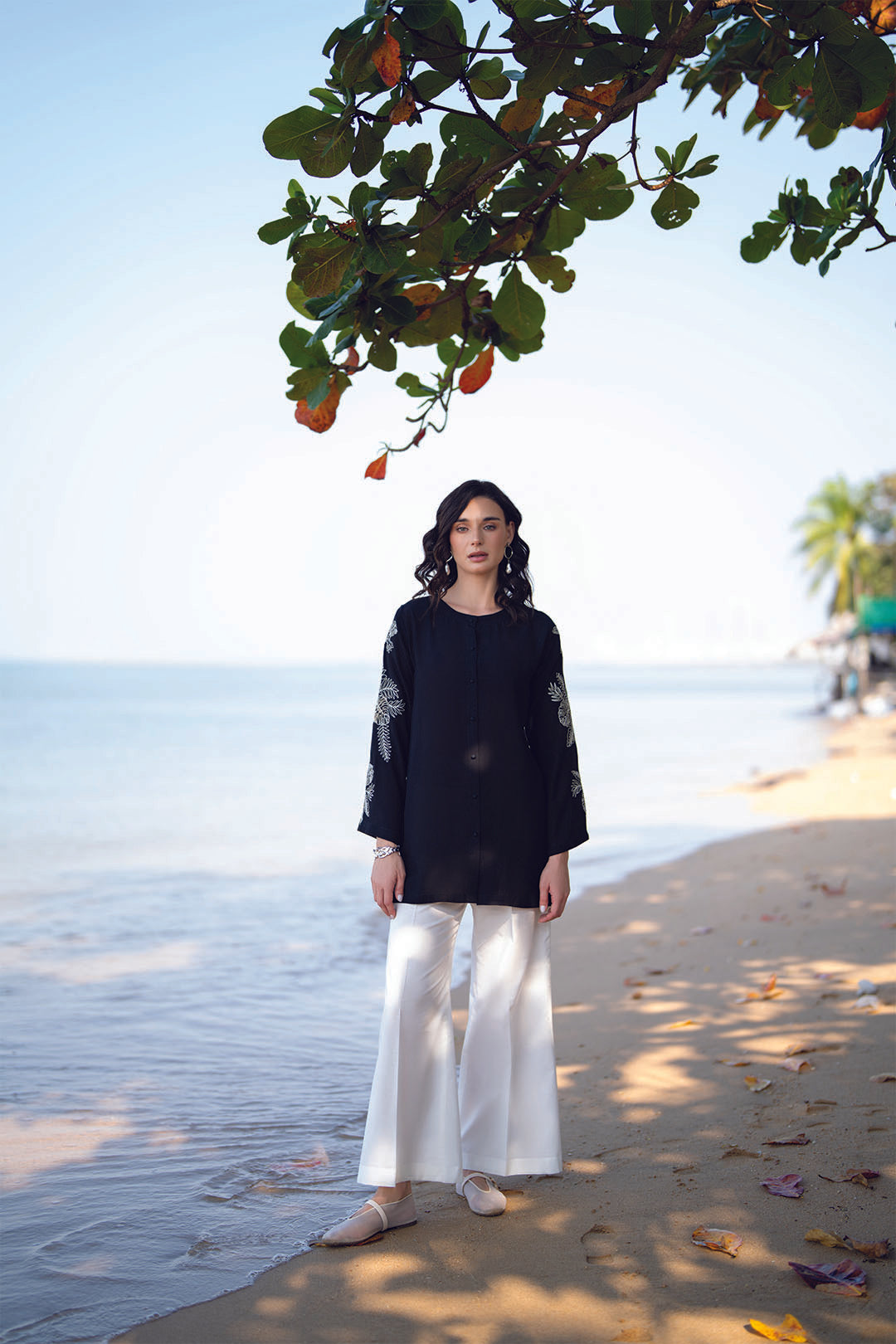 1 Piece Embroidered Linen Shirt Pret SS - 26