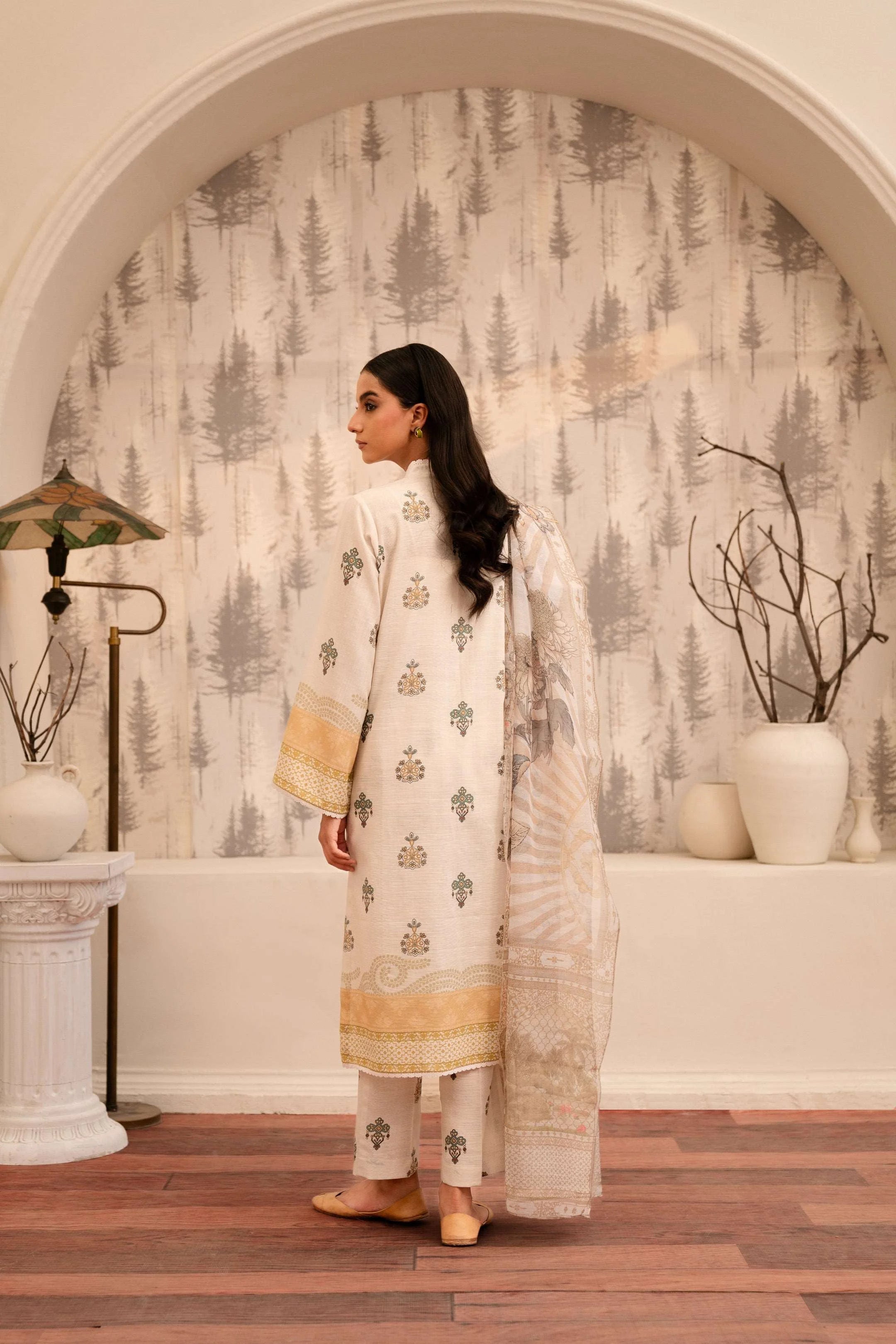 3 Piece Printed Khaddar Suit Pret Winter-24