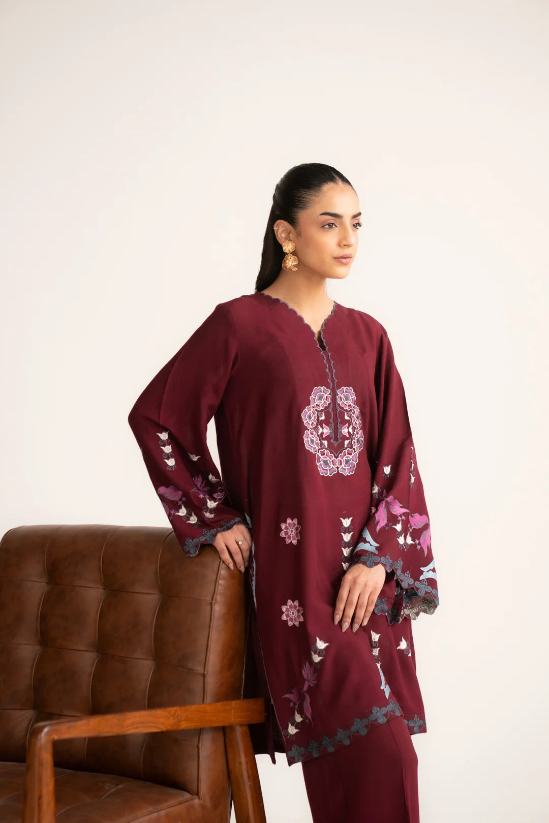  ready-to-wear maroon linen set