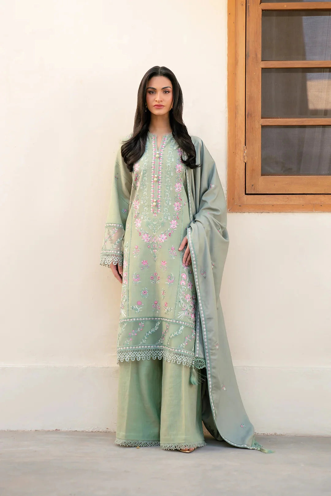 3 Piece Embroidered Khaddar Suit Unstitched Winter-24