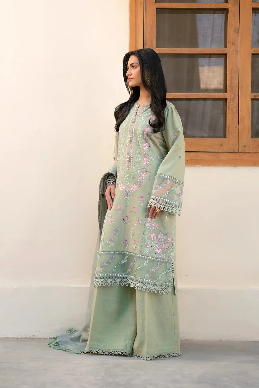 3 Piece Embroidered Khaddar Suit Unstitched Winter-24