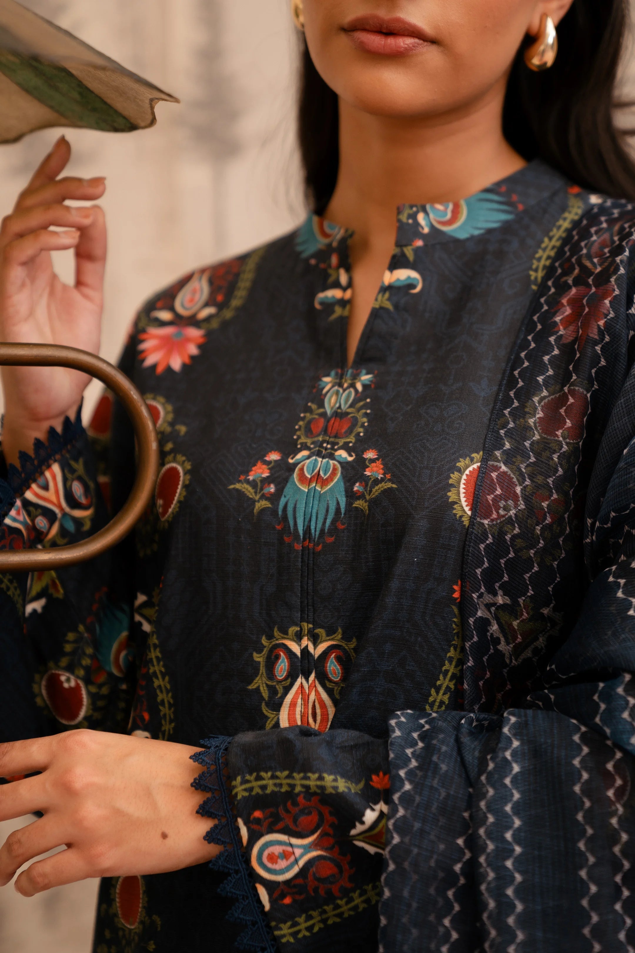 3 Piece Printed Khaddar Suit Pret Winter-24
