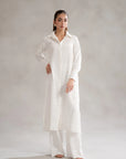 women shirt, and wide-leg trousers