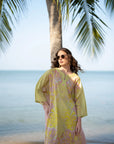 yellow printed lawn kaftan