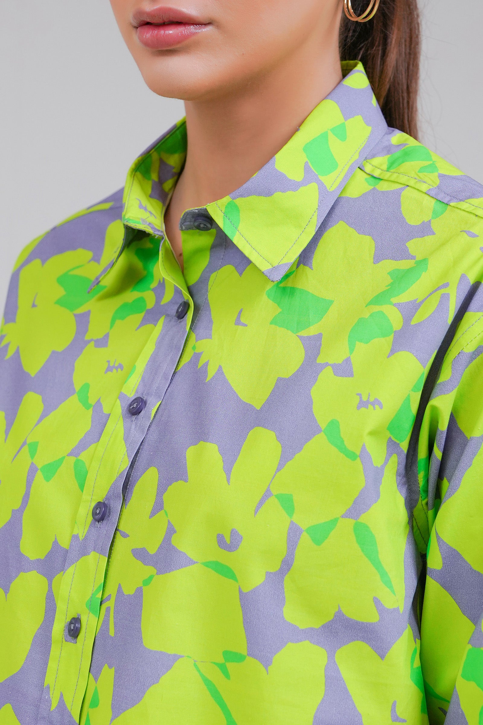 Printed Button-up Shirt Beyond East Official