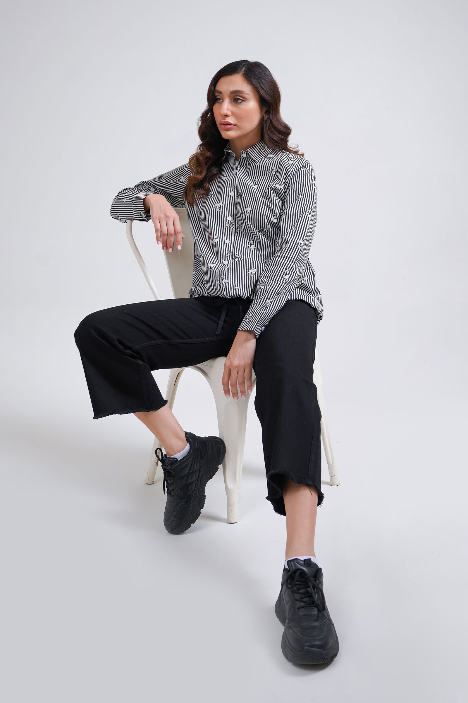 Striped Button-up Shirt Beyond East Official