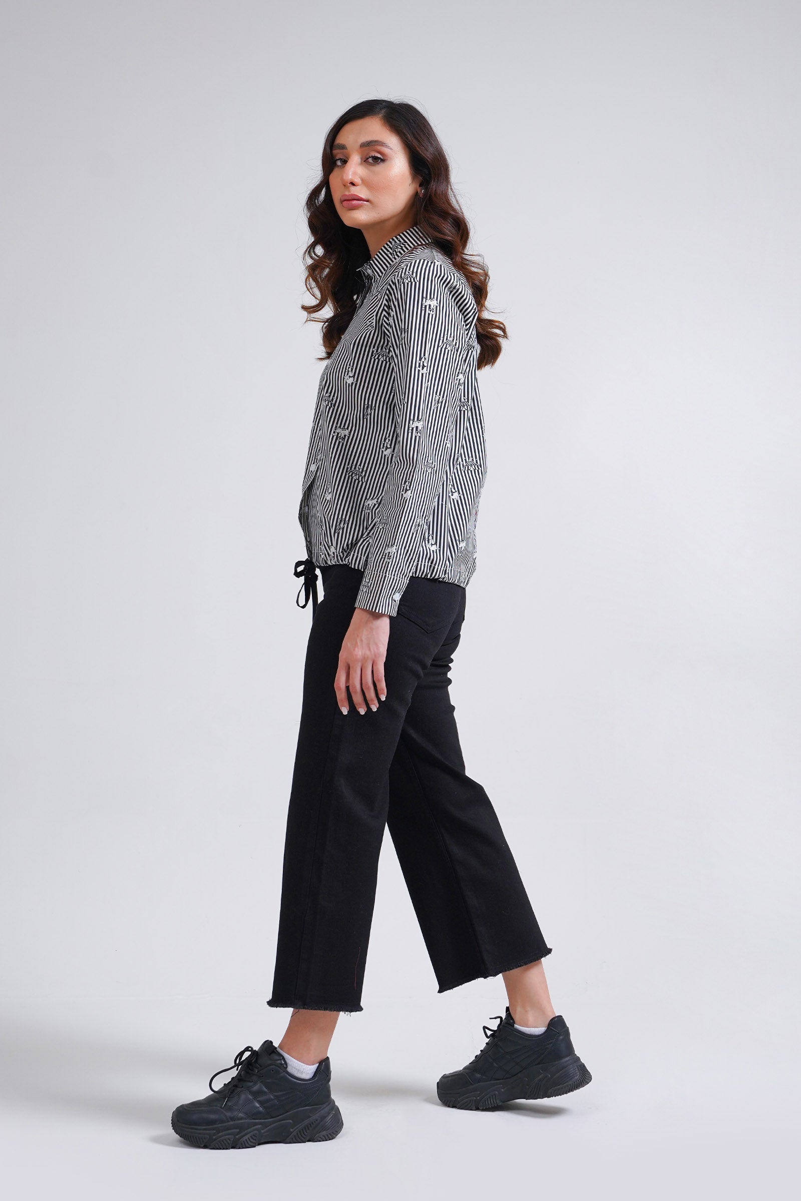 Striped Button-up Shirt Beyond East Official