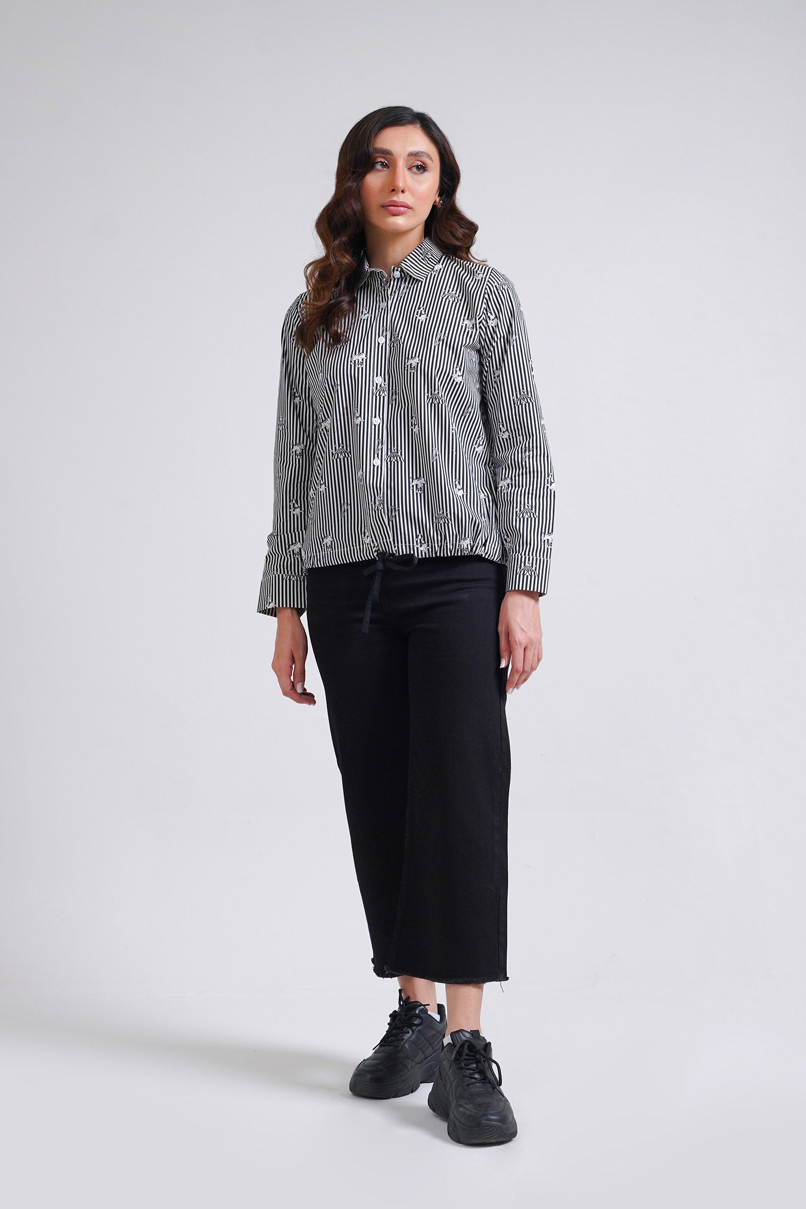 Striped Button-up Shirt Beyond East Official